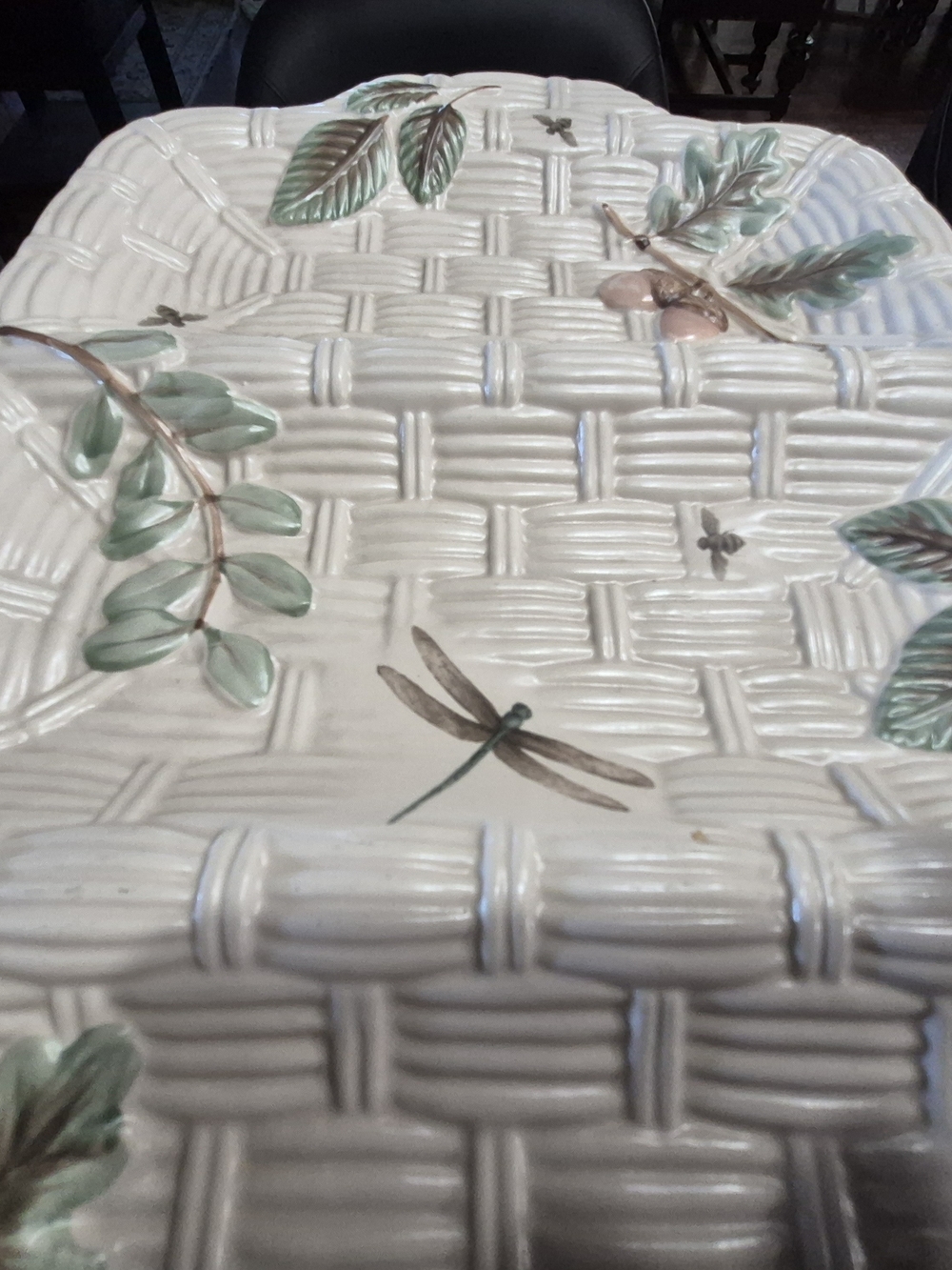 Pfaltzgraff Naturewood Oval Platter in Cream and Green Mark - Picture 9 of 16
